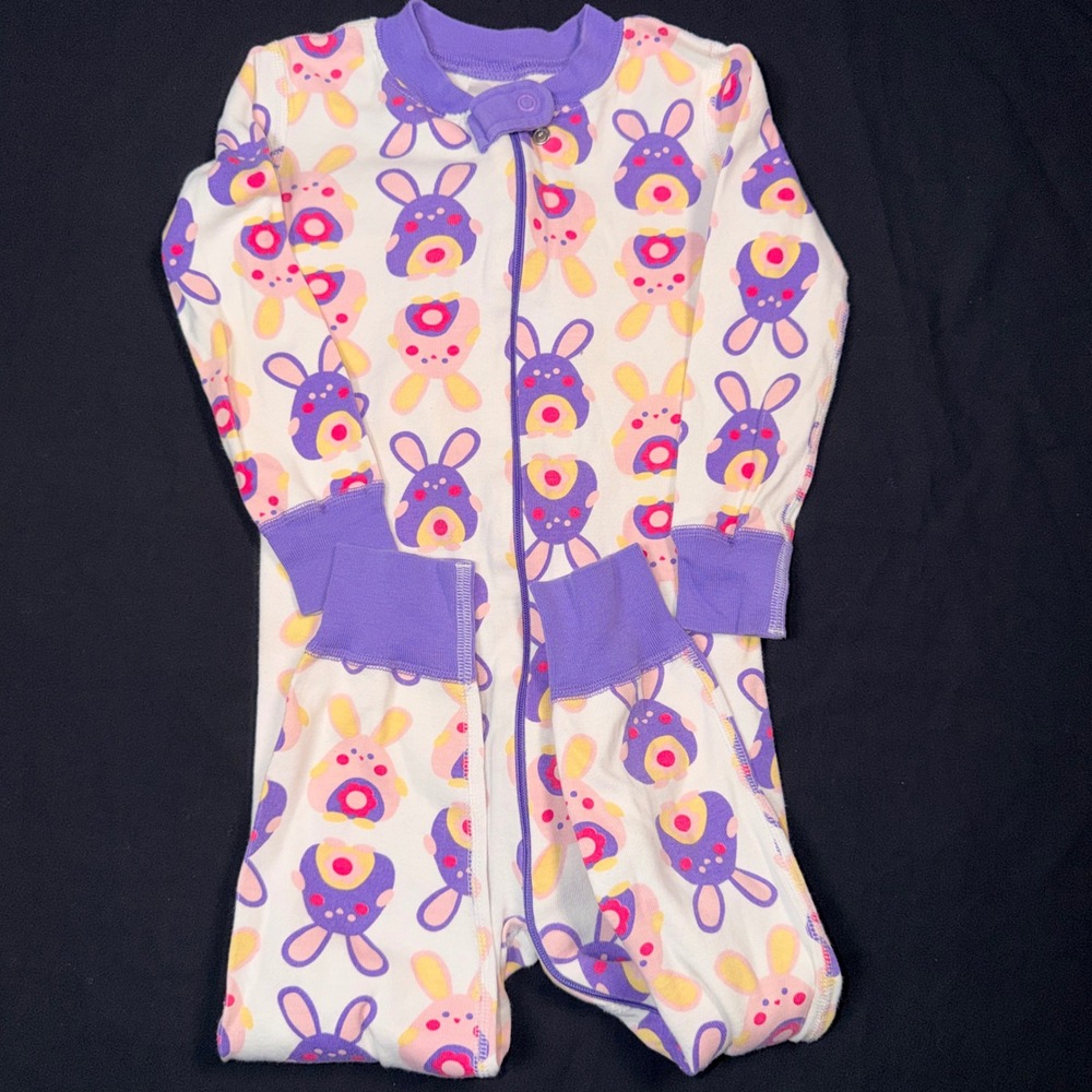 Hanna Andersson Kids Organic Cotton Bunny Pajamas Footless Size (90) 3 - Picture 2 of 4
